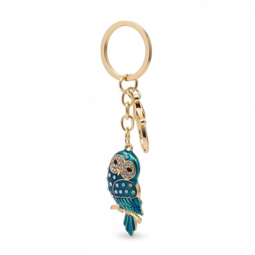 Gold and Blue Owl‎ Keychain